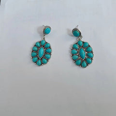 Ethnic Style Retro Turquoise Ear Studs