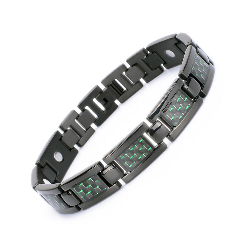 Titanium bracelet for men featuring carbon fiber and a stylish black design, perfect fashion jewellery for Christmas.