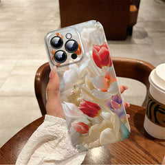 Pearl Flower Phone Case Protective Case with colorful floral design and glossy finish in hand