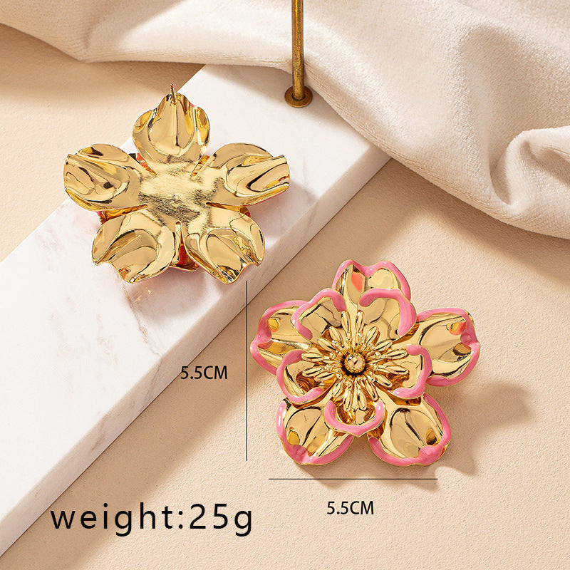 Vintage Flower Earrings For Women Niche Design Spray Paint Ear Studs Earrings