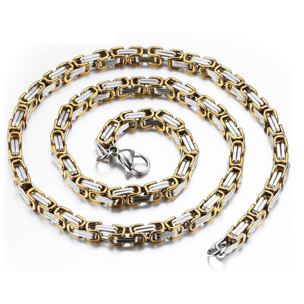 Stainless steel punk Necklace showcasing a trendy gold and silver link design, ideal fashion jewellery for Christmas.