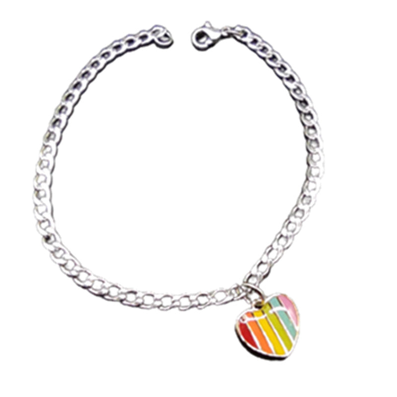 Colorful Gay Couple Peach Love Heart Shaped Bracelet