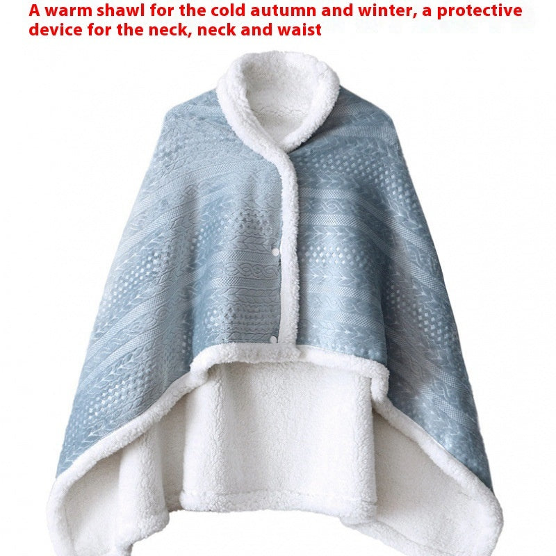 Double-layer Thickened Student Office Air Conditioning Room Nap Blanket Cover Leg Small Blanket in light blue for warmth.