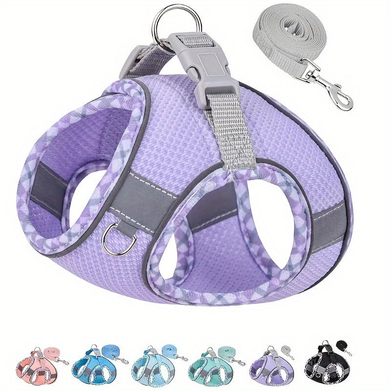 Pet Harness Reflective Plaid Covered Dog Hand Holding Vest Dog Rope