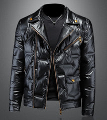 White Duck Down Shiny Suit Collar Men's Down Jacket