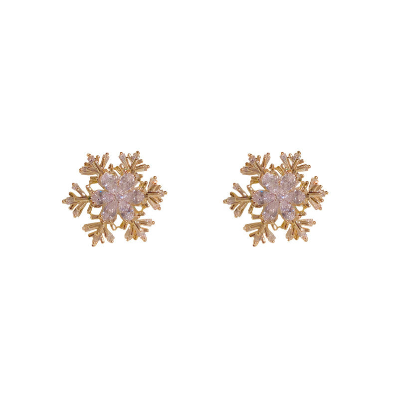 Microencrusted Zircon Snowflake Rotatable Ear Studs