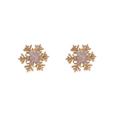 Microencrusted Zircon Snowflake Rotatable Ear Studs