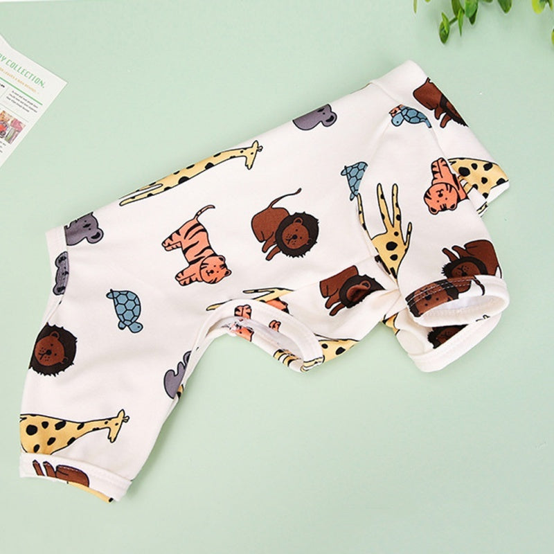 Cartoon Dog T-shirt Costume featuring playful animal prints on soft cotton polyester fabric.
