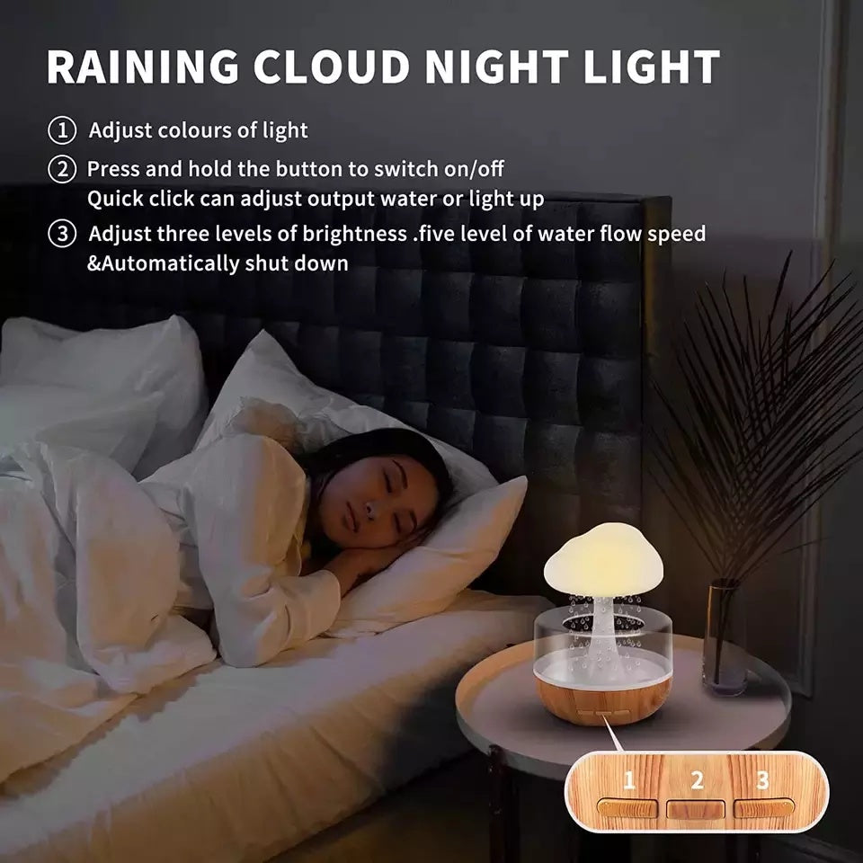 Wholesale Raining Cloud Aroma Mushroom Lamp Aromatherapy Essential Oil Diffuser Micro Humidifier Raining Cloud Night Light