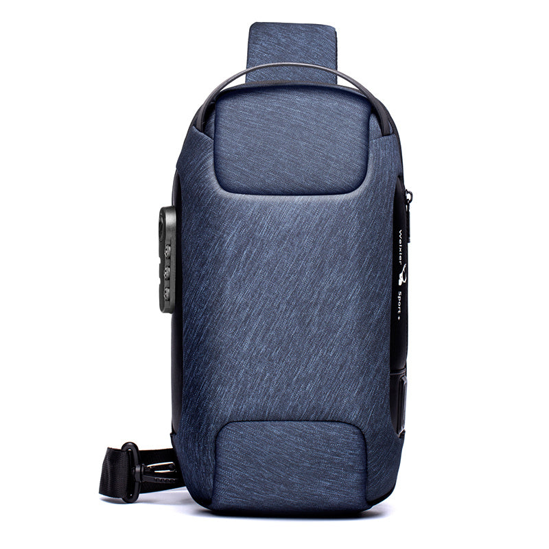 Antitheft money shoulder bag showing a sleek design and durable material, ideal for male travelers.