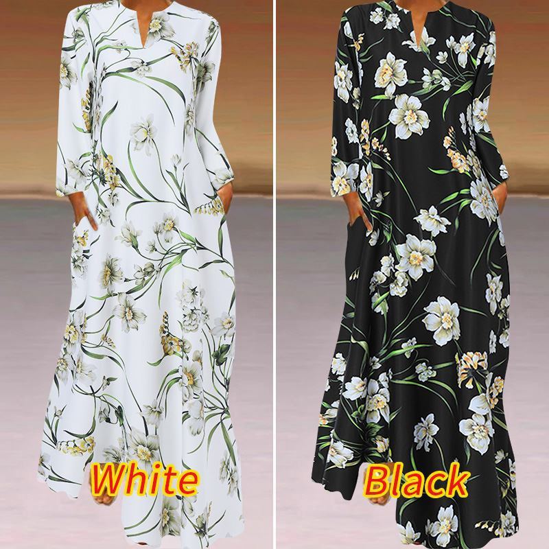 Women's Casual Long-sleeved Printed Dress