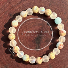 Handmade Woven Wooden Pattern Mineral Blue Gemstone Powder Crystal Yellow Tigre Eye Purple Green Cat's Eye Stone Hand Bracelet For Women Men Fashion Jewelry