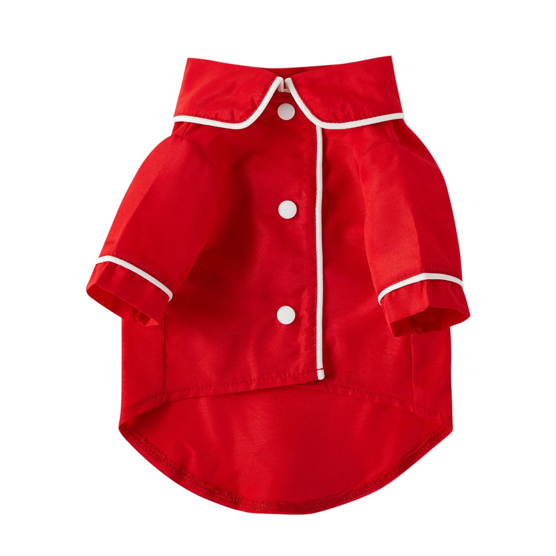 Pet Pajamas Dog Pajamas Small Dog Cat Clothing in red color with collar and buttons, perfect for pets.
