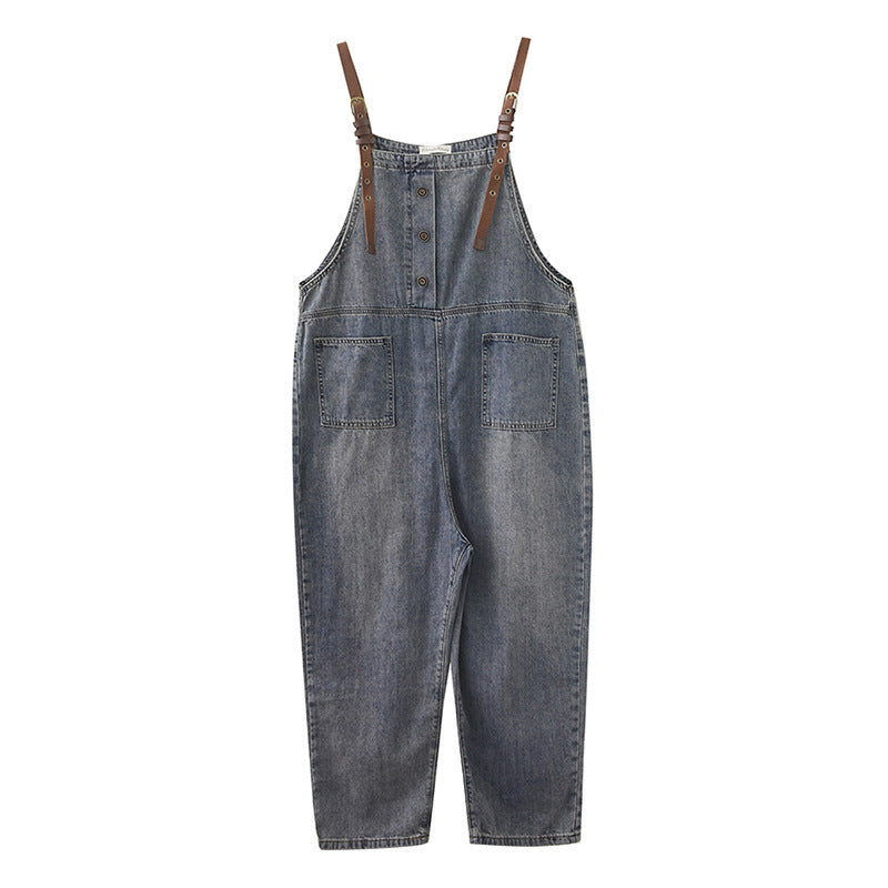 Women's Denim Washed Ninth Overalls