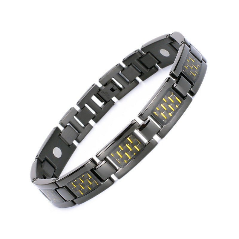 Titanium bracelet for men featuring carbon fiber and a stylish mosaic design, perfect fashion jewellery for Christmas.