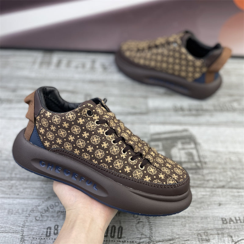 Men's Shoes Thick Sole Slip-on Fleece Printed