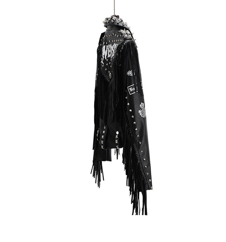 Black Street Hipster Jacket Slim Fit European And American Motorcycle Suit