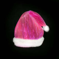 Christmas glowing hat Decoration LED Glowing Colourful with pink lights and white fluff for festive celebrations.