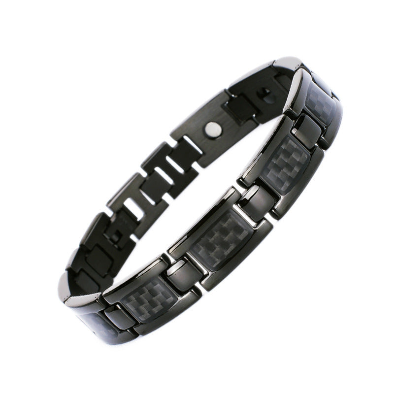 Titanium bracelet for men featuring carbon fiber accents, stylish and durable fashion jewellery for men.