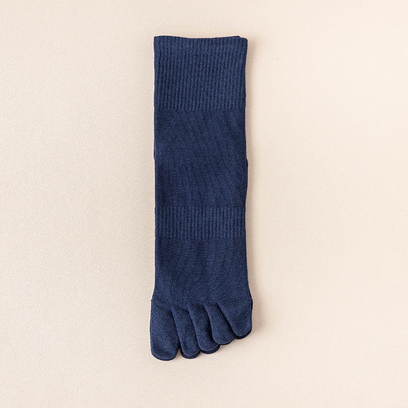 Sweat Absorbing Japanese Solid Five Toe Socks in navy color, designed for comfort and sweat absorption.