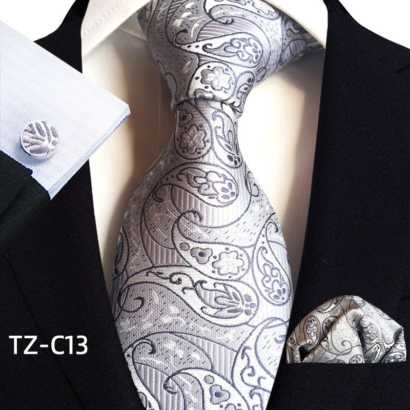 Waist Flower Men's Tie Pocket Towel Cuffs Three Piece Suit