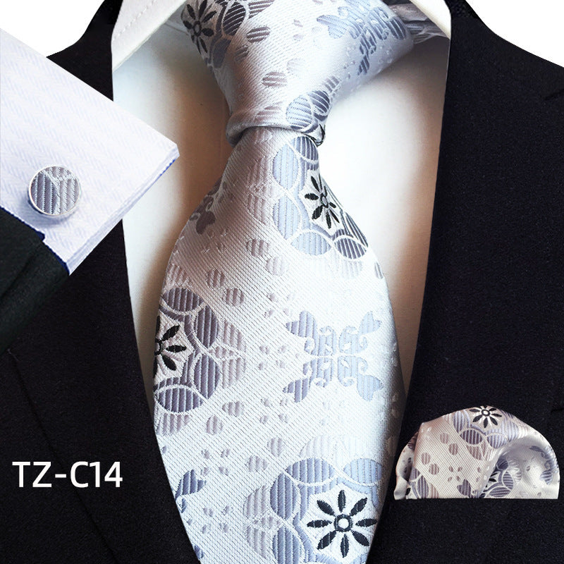 Waist Flower Men's Tie Pocket Towel Cuffs Three Piece Suit