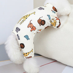 Cartoon Dog T-shirt Costume featuring animal prints on a soft cotton material, perfect for your pet's fashion needs.