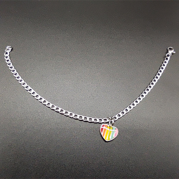 Colorful Gay Couple Peach Love Heart Shaped Bracelet