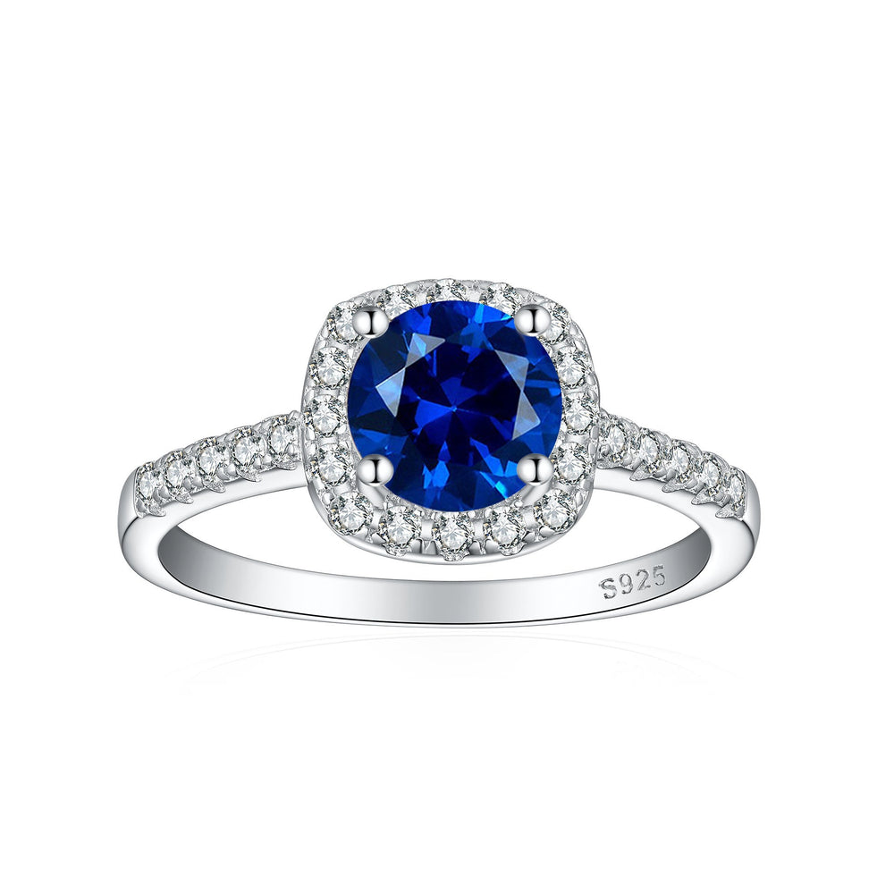 Crystal Colored Gems S925 Sterling Silver Ring For Women featuring a stunning blue sapphire centerpiece.