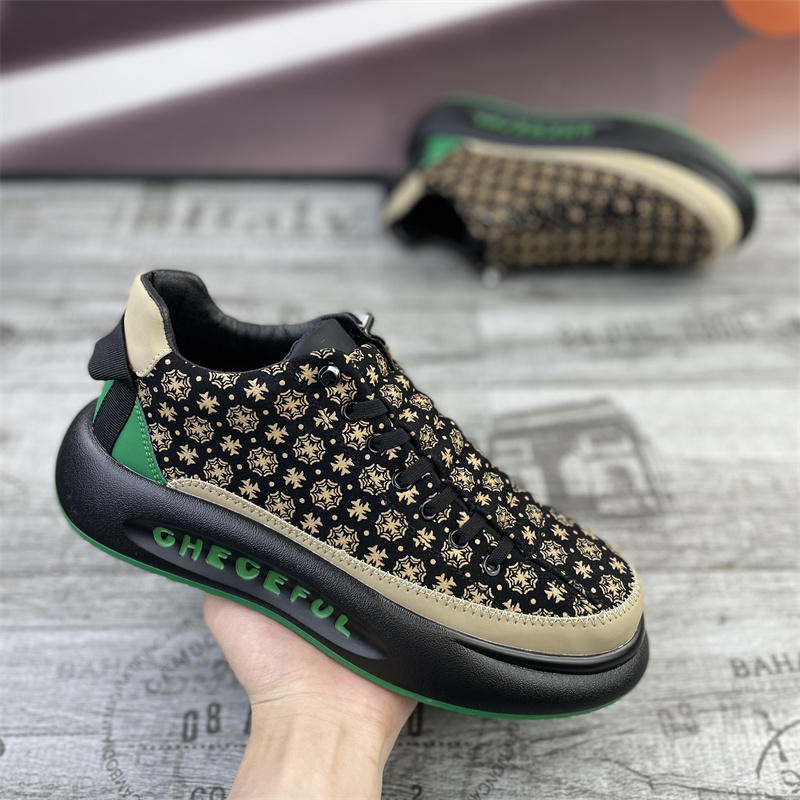 Men's Shoes Thick Sole Slip-on Fleece Printed