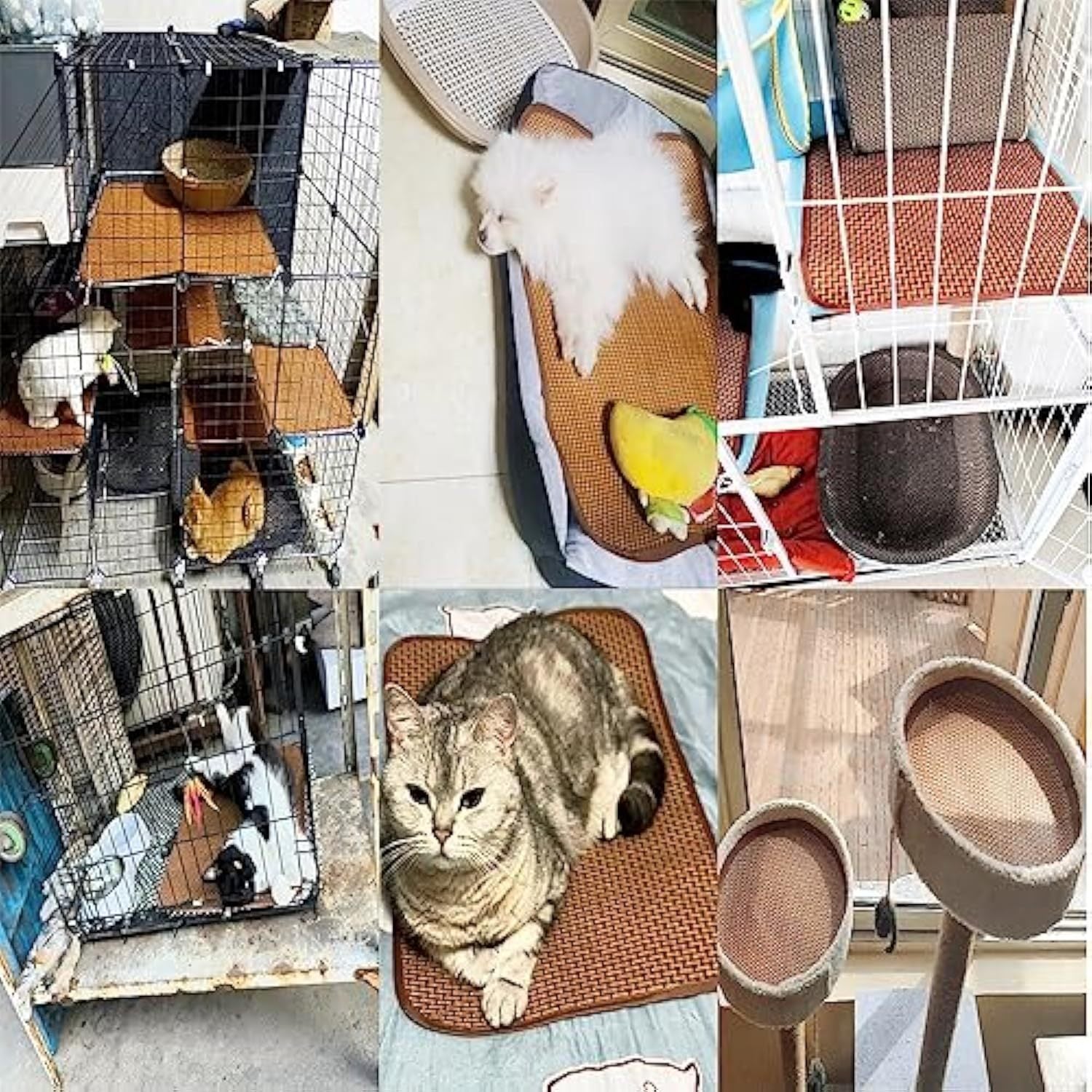 Premium Cat And Dog Cooling Mat - Self Cooling Pad For Summer - Bamboo Rattan Woven Resting Mat - Ideal For Kennels Crates Guinea Pigs And Hamsters