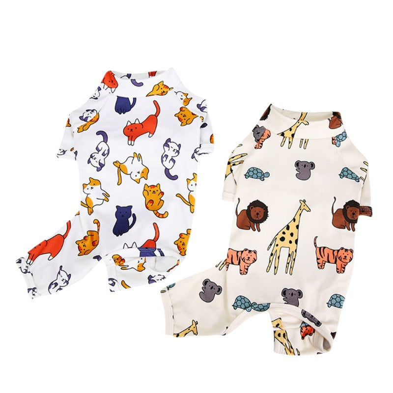 Cartoon Dog T-shirt Costume featuring playful animal prints on pet clothes, perfect for fashion novelty.