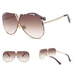 Sunglasses, men, women, men and women, sunglasses, frameless, rivet, personality glasses in gold and brown.