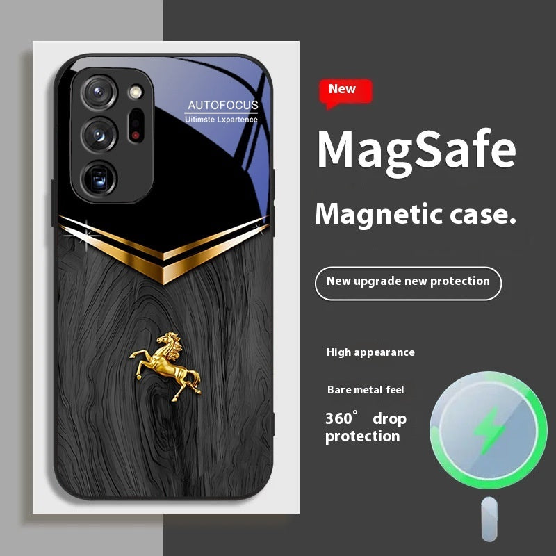 Phone Case S20 Magnetic S21 Advanced S22 Win Instant Success with stylish design and horse emblem for Samsung devices.