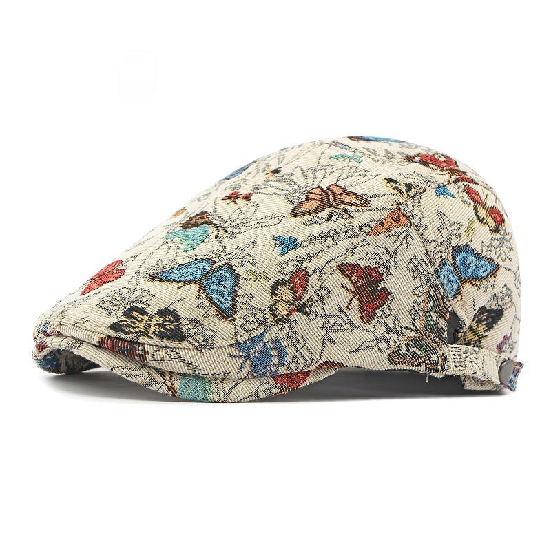 Chinese Style Hat Women's Peaked Cap Personality Butterfly Embroidered Ethnic Style