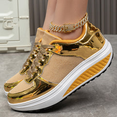 Golden Bright Breathable Sneaker Couple Outdoor