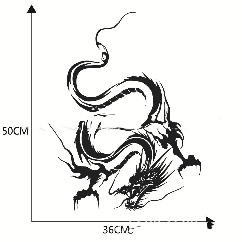 Car sticker modification front end featuring a black dragon design, measuring 50x36 cm.