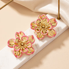 Vintage Flower Earrings For Women Niche Design Spray Paint Ear Studs Earrings