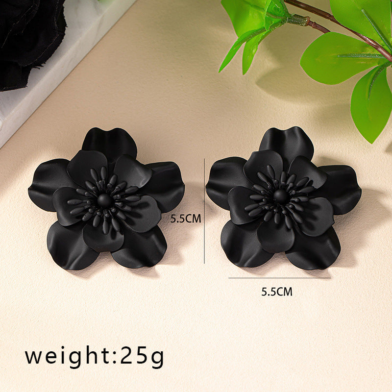 Vintage Flower Earrings For Women Niche Design Spray Paint Ear Studs Earrings