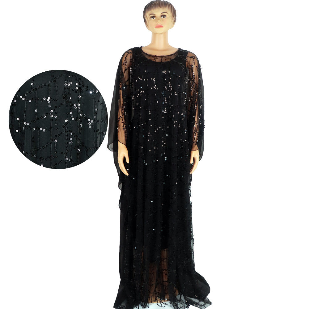 Women's Hot Sale Tassel Sequined Long Skirt Plus Inner Skirt