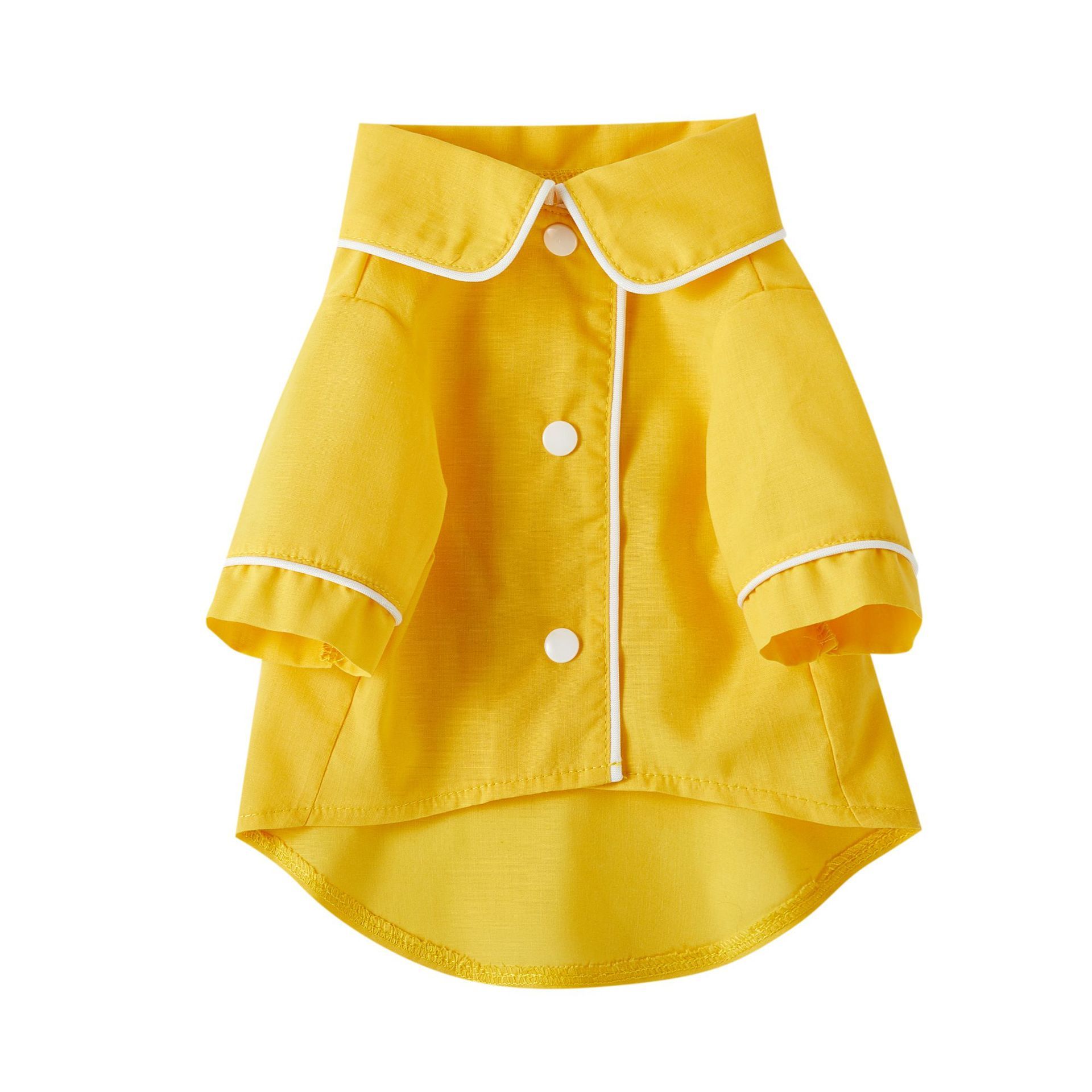 Pet Pajamas Dog Pajamas Small Dog Cat Clothing in vibrant yellow color with buttons and collar design.