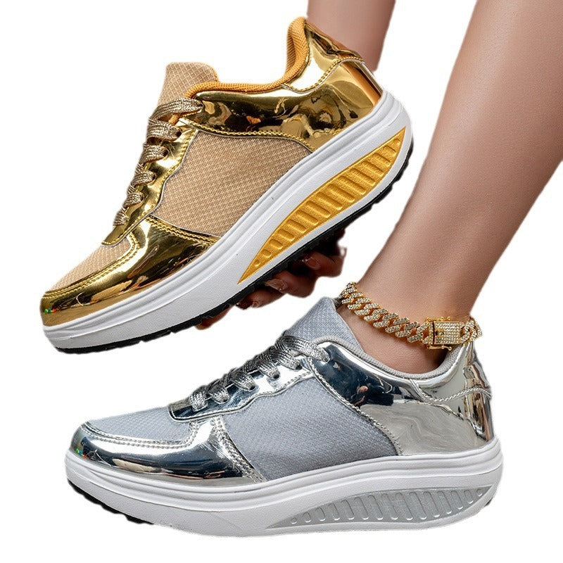 Golden Bright Breathable Sneaker Couple Outdoor