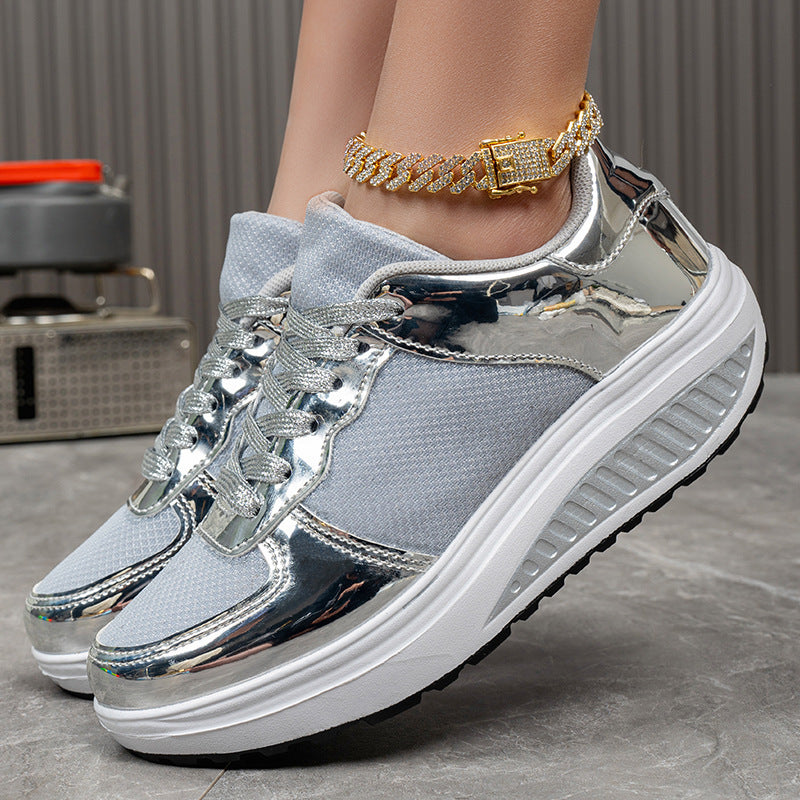 Golden Bright Breathable Sneaker Couple Outdoor