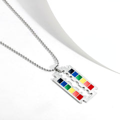 LGBT Pride Rainbow Double Layer Stainless Steel Pendant Necklace Gay Lesbian Bisexual Transgender Equality Jewelry