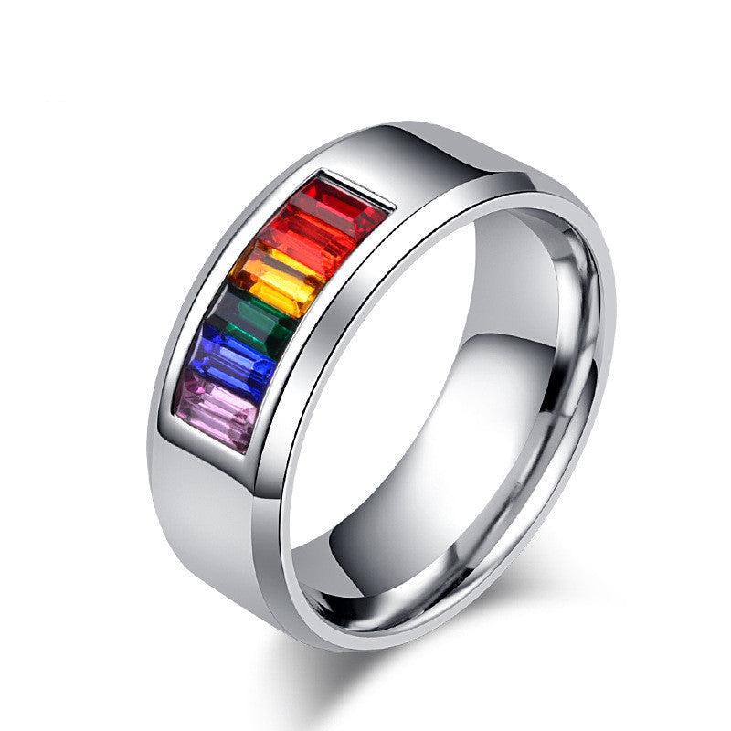 Six-color Rainbow Flag Pattern Lesbian Gay Ring