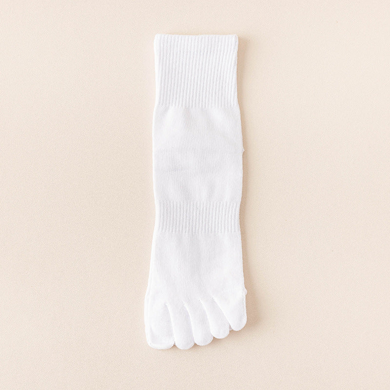 Sweat Absorbing Japanese Solid Five Toe Socks in white color, designed for sweat absorption and deodorization.