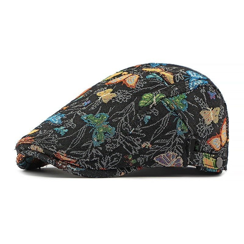 Chinese Style Hat Women's Peaked Cap Personality Butterfly Embroidered Ethnic Style