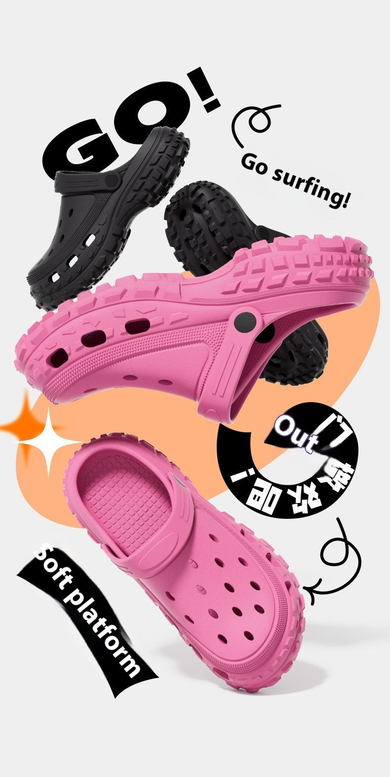 Outdoor Sports Interior Home Bathroom Sandals Platform Non-slip Deodorant Shoes