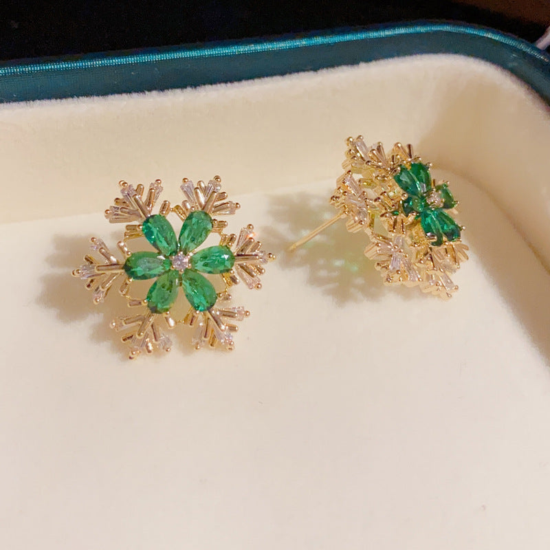 Microencrusted Zircon Snowflake Rotatable Ear Studs