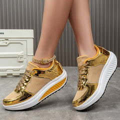 Golden Bright Breathable Sneaker Couple Outdoor